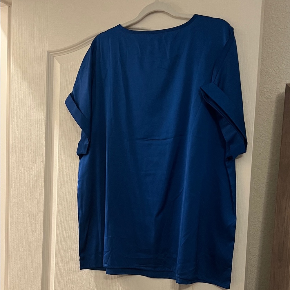 Beyove Blue & Gray Satin Tops - Picture 7 of 10